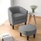 Barrel Club Chair With Ottoman Set Linen Fabric Accent Chair With Footrest-gray